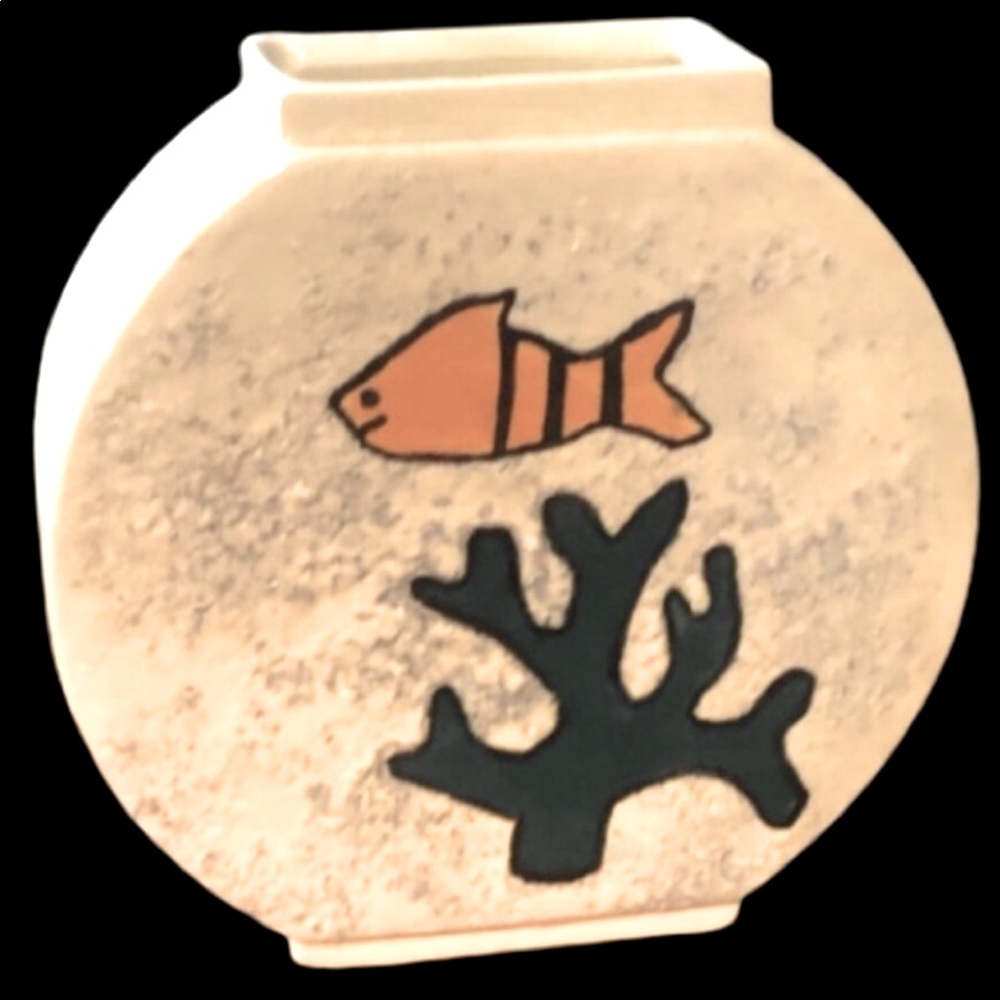 Hand painted Vase Goldfish bowl vase unique like new